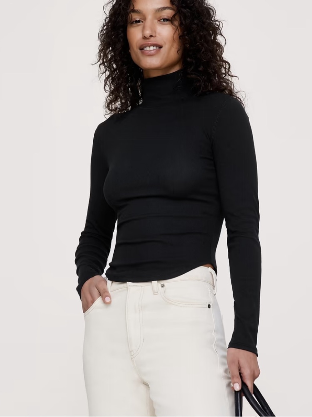 Gorgeous Banana Republic black 100% Marino wool fitted turtleneck medium